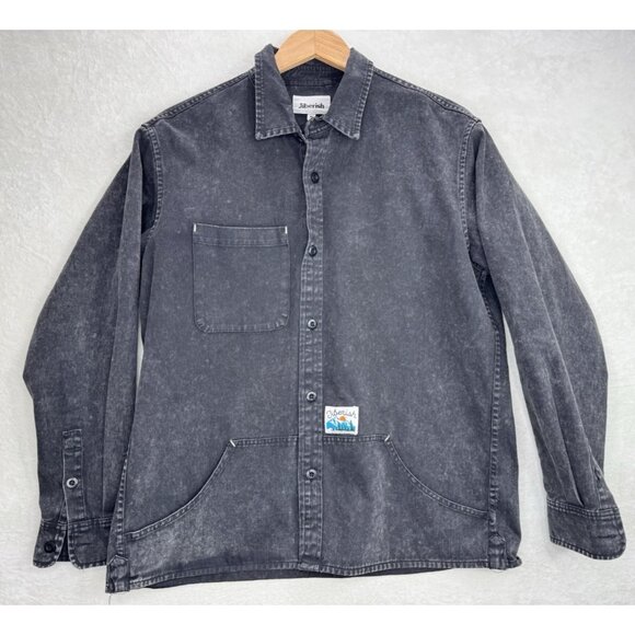 Jibberish Denver Men's Black Denim Button Up Shirt Size Medium - Picture 1 of 9